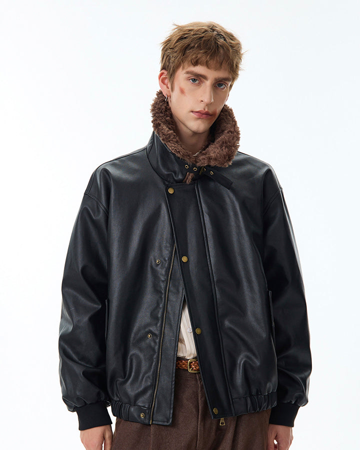 Vintage Mountain Eagle Detachable Leather Jacket