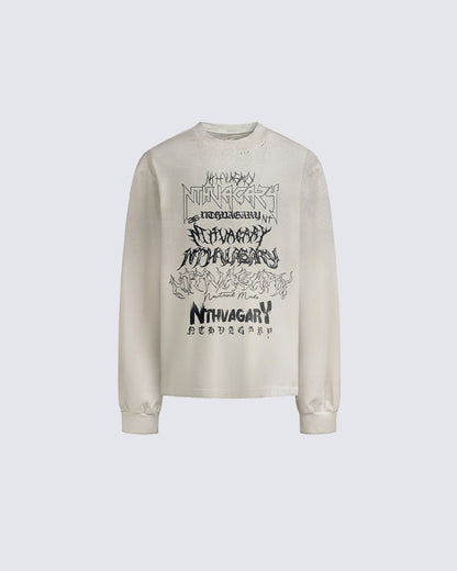 Gothic Letter Graffiti Long Sleeve T-Shirt