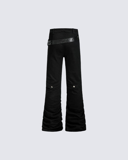 Retro Panel Stacked Cotton Pants