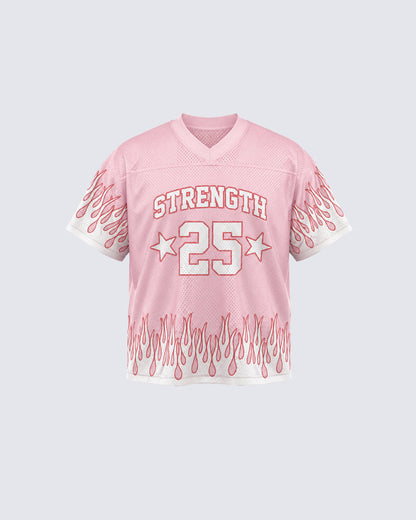 Flame Print Mesh Jersey Casual Tee