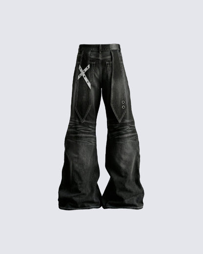 Post-Apocalyptic Flared Distressed Denim