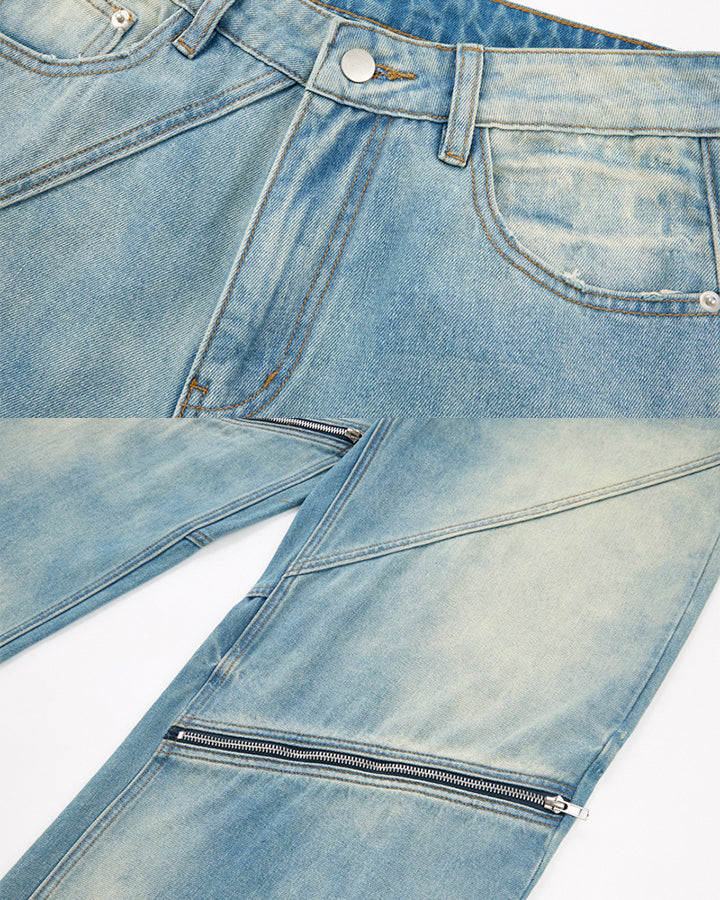 Washed Faded Distressed Irregular Denim