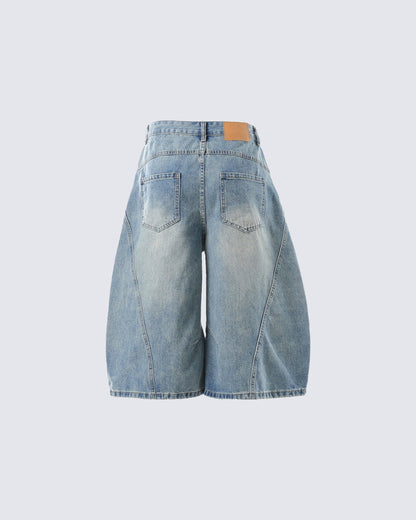 Vintage Washed Seven-Length Denim Pants