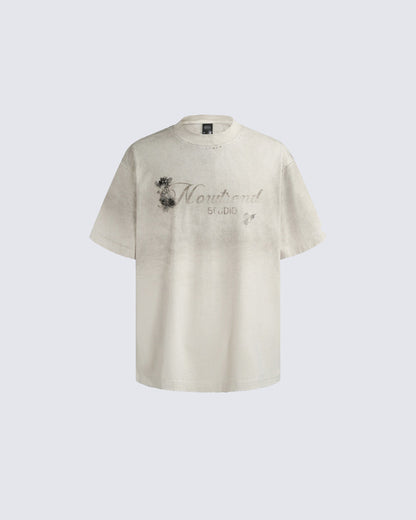 New Vintage Washed Floral Letter T-Shirt
