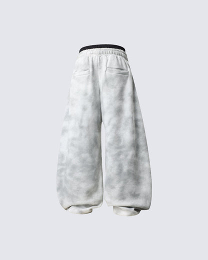 Double Waist Washed Side Stripe Sweatpants