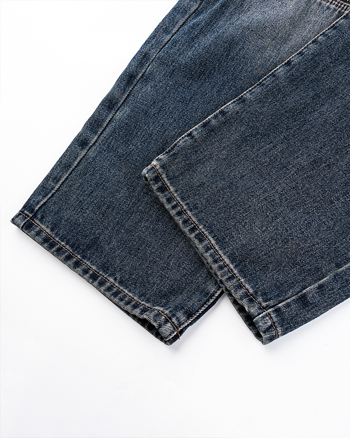 Zip-Off Panel Wide-Leg Denim Pants