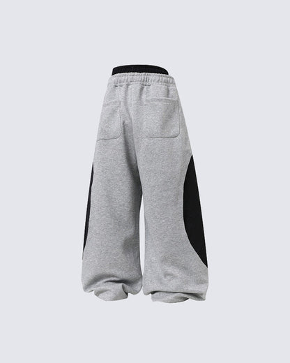Striped Panel Wide Leg Sweatpants