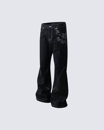 American High Street Flared Black Jeans