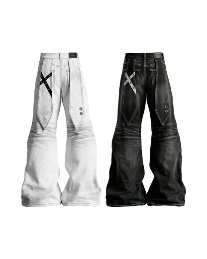Post-Apocalyptic Flared Distressed Denim