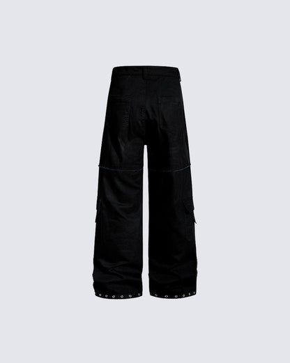 Heavy Washed Eyelet Cargo Pants