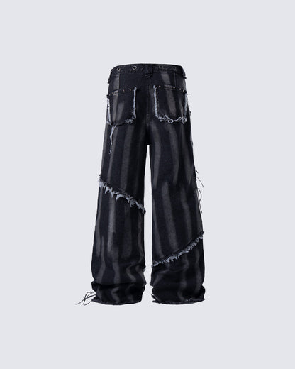 Heavy Distressed Washed Denim Jeans