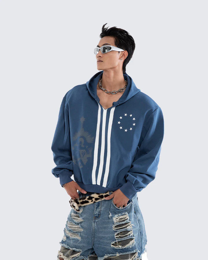 New Punk Stripe Hooded Sweatshirt