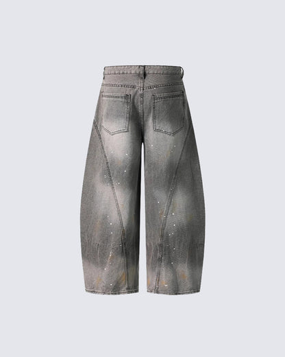 Vintage Paint Splatter Wide-Leg Jeans