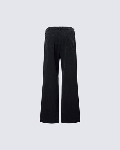 Minimal Rivet Panel Wide Leg Pants