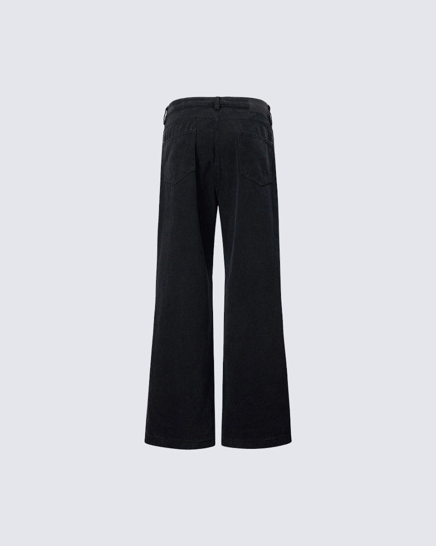 Minimal Rivet Panel Wide Leg Pants