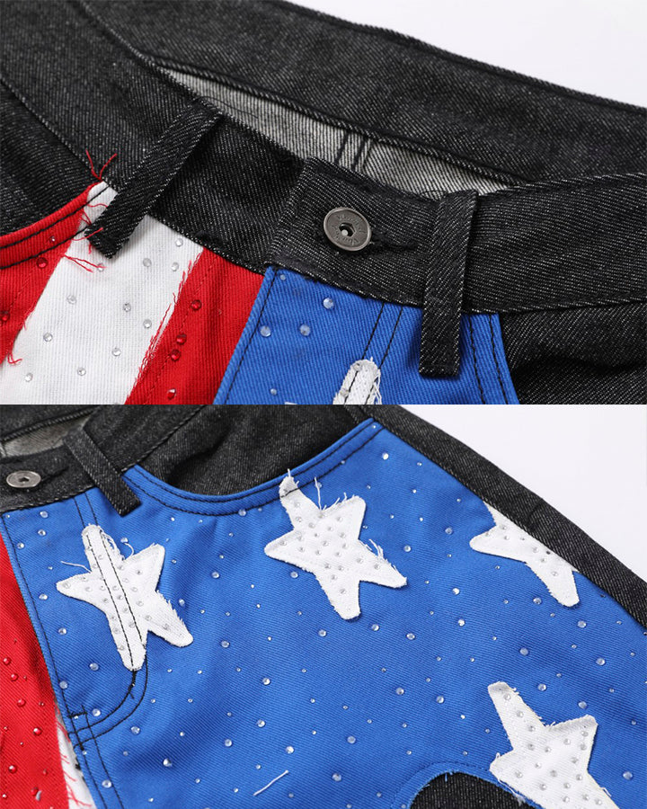 New Print Star Patch Wide-Leg Pants