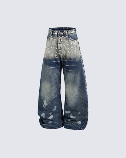 American Punk Metal Blade Denim Pants