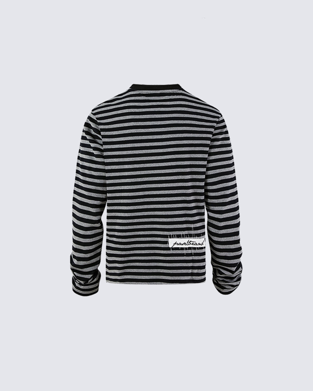 Subculture Cross Embroidered Striped Long Sleeve