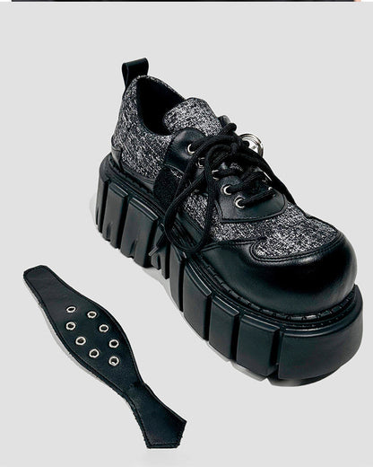 Chunky Studded Platform Lace Up Shoes