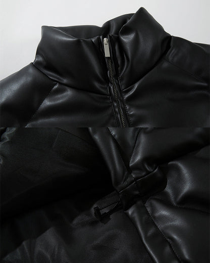 Minimalist PU Puffer Stand Collar Vest