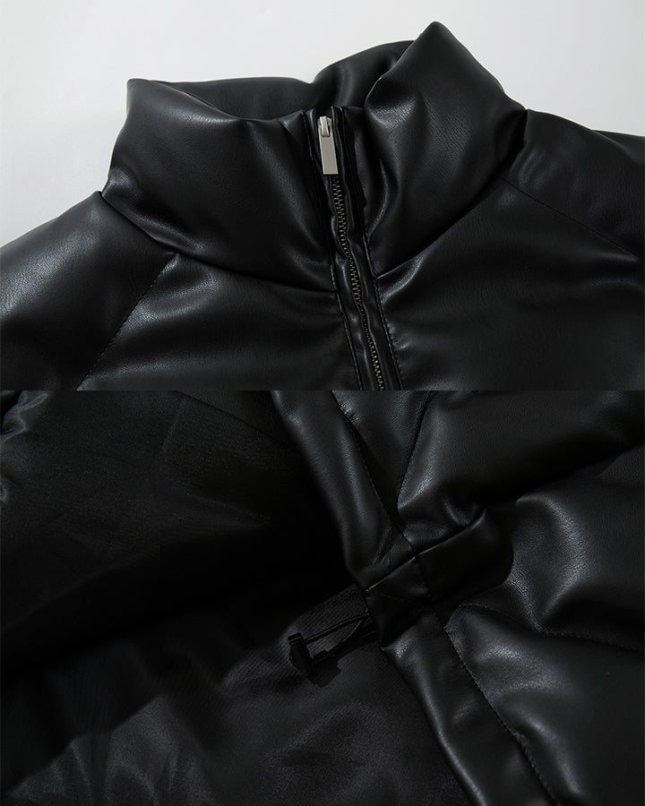 Minimalist PU Puffer Stand Collar Vest