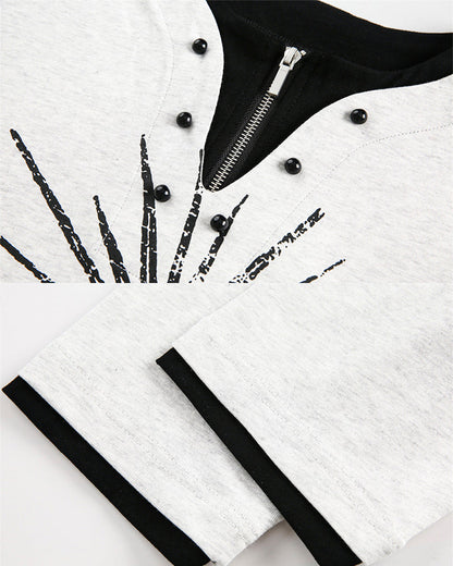 Fake Two-Piece Long Sleeve Zipper Tee