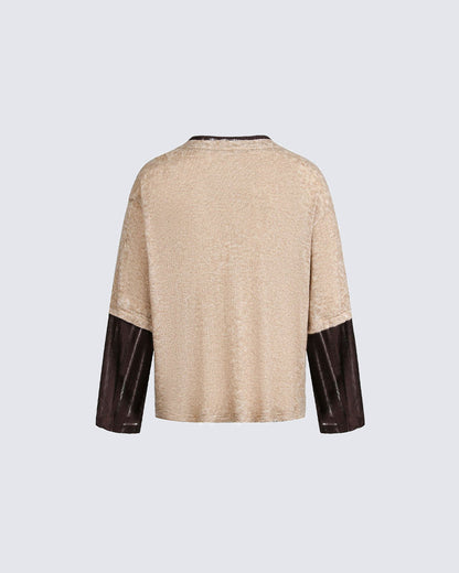 Lace-Up Neck Layered Knit T-Shirt