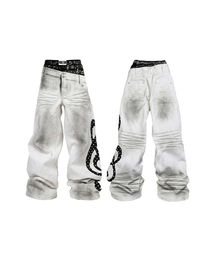 Subculture Inspired Distressed Flared Denim Jeans