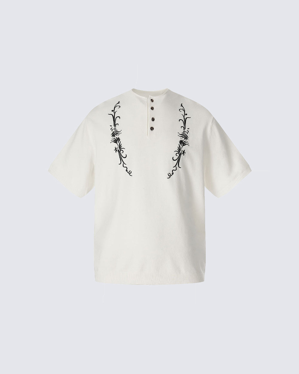 Vintage Embroidered Henley Short Sleeve Tee
