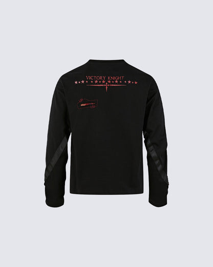 Gothic Subculture Printed Shoulder Long Sleeve