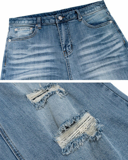 Distressed Denim Cropped New Shorts