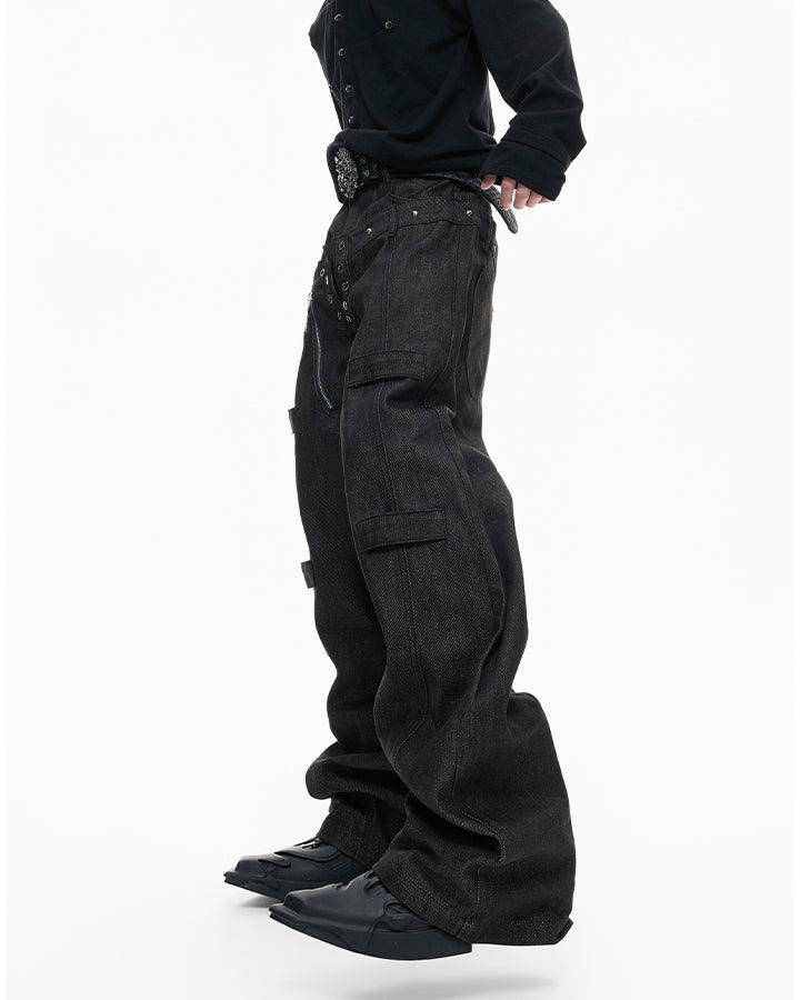 Double Waist Sagging Heavy Denim Pants