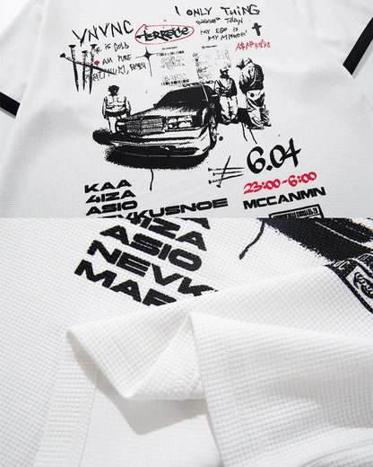 Graphic Contrast Trim Short Sleeve T-Shirt