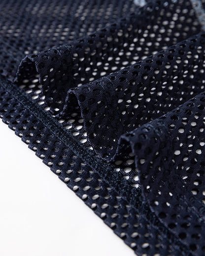 Black Mesh Number Print V-Neck T-Shirt