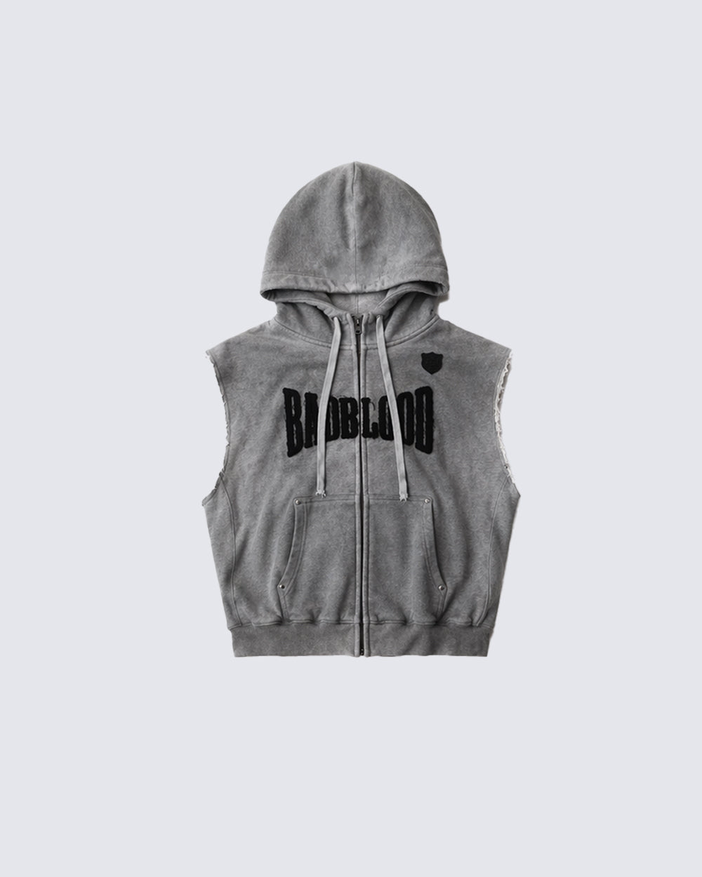 Vintage Washed Sleeveless Zip Hoodie Vest