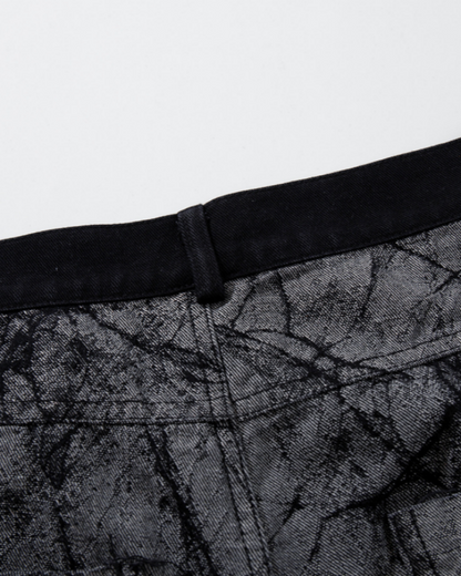 Vintage Crack Texture Panel Wide-Leg Pants