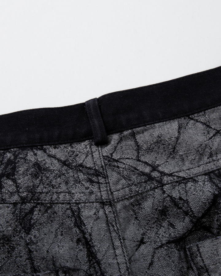 Vintage Crack Texture Panel Wide-Leg Pants