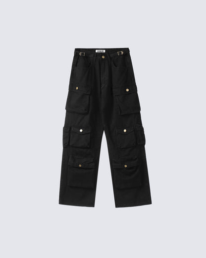 Multi-Pocket Straight-Leg Workwear Jeans