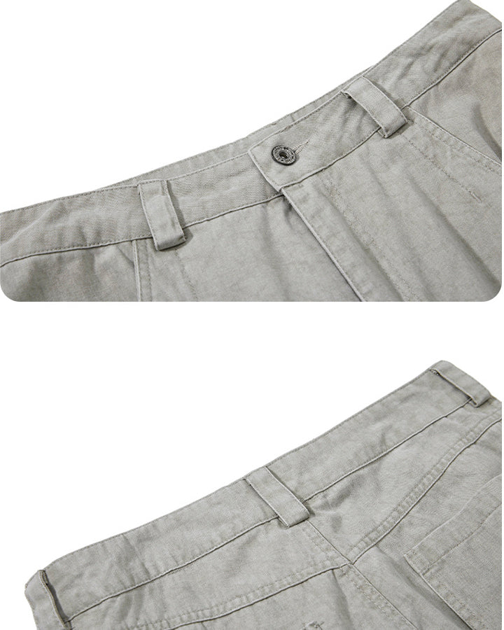 Distressed Panel Wide-Leg Denim Pants