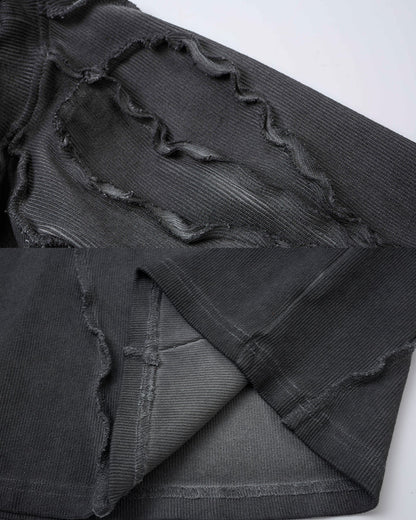Dark Washed Deconstructed Seam Short Sleeve T-Shirt