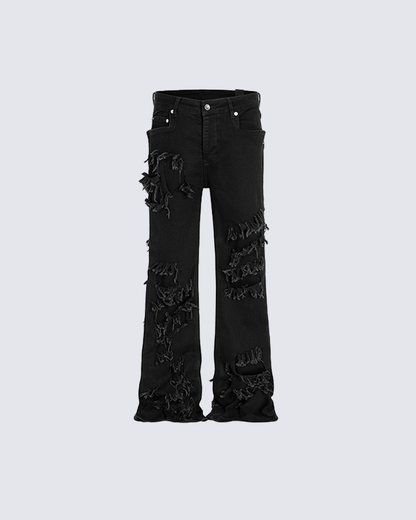 KIIKIO Grunge Black Distressed Jeans