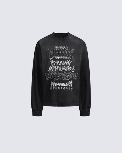 Gothic Letter Graffiti Long Sleeve T-Shirt