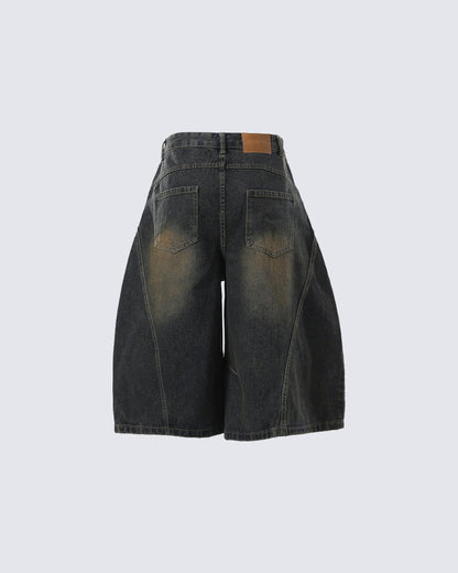 Vintage Washed Seven-Length Denim Pants