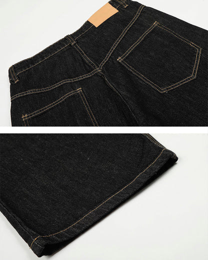 Minimal Buckle Wide-Leg Denim Pants