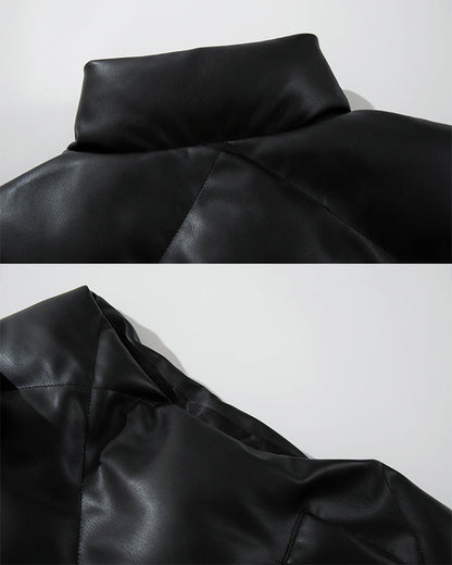 Minimalist PU Puffer Stand Collar Vest