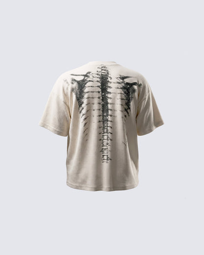 KIIKIO Skull Print Waffle T-Shirt