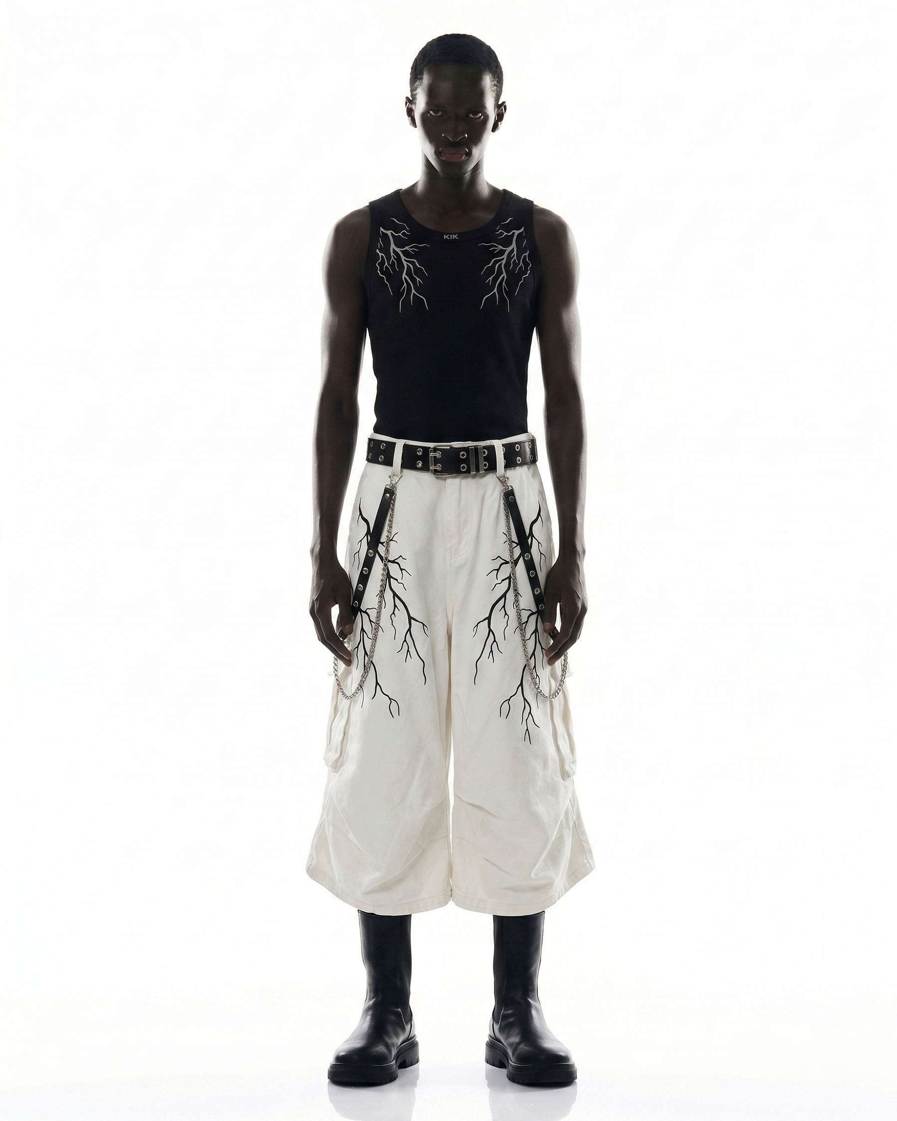 LIGHTNING Series | Gothic Chain Strap Utility Shorts