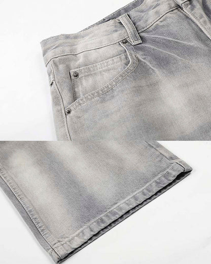Heavy Washed Spray Vintage Wide Leg Jeans