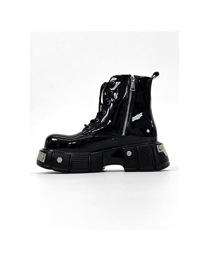 Patent Leather Platform Combat Boots