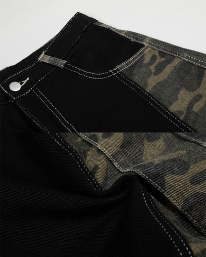 Contrast Panel Camo Utility Shorts New